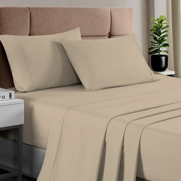 Pizuna 400 Thread Count Sheet Set, 100% Long Staple Cotton Simply Taupe Twin Sheets Sets, Luxurious Soft Sateen Weave Bed Sheet Fit Upto 15 Inch Deep Pocket (Simply Taupe Twin 100% Cotton Sheet Sets)