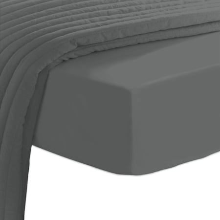 Pizuna Pure 100% Cotton Fitted Sheet Queen Dark Grey, Luxurious 400 Thread Count Long Staple Cotton Sateen Queen Fitted Sheet Only Deep Pocket Fit 15" (Combed Cotton Fitted Sheet)