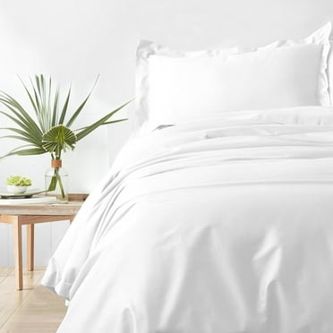 Pizuna Pure 100% Cotton Full Duvet Cover Set, Luxurious 400 Thread Count Long Staple Cotton Sateen Weave with Button Closure (Combed White Cotton Duvet Cover Full)