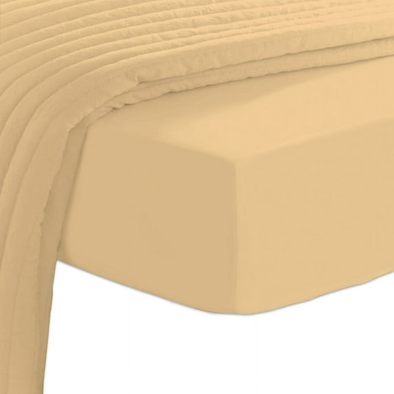 Pizuna Pure 100% Cotton Full Fitted Sheet Only, Luxurious 400 Thread Count Long Staple Cotton Sateen Weave 15" Deep Pocket Fitted Sheet (Combed Pure Beige Full Fitted Sheet Cotton)