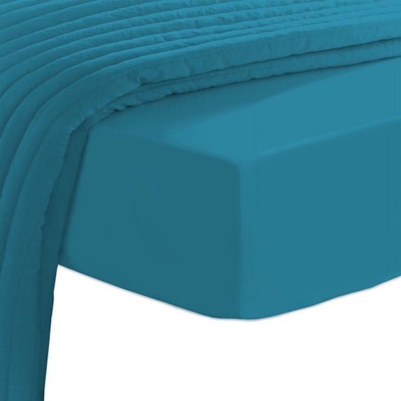Pizuna Pure 100% Cotton Twin XL Fitted Sheet Only, Luxurious 400 Thread Count Long Staple Cotton Sateen Weave 15" Deep Pocket Fitted Sheet (Combed Sapphire Blue Twin XL Fitted Sheet Cotton)