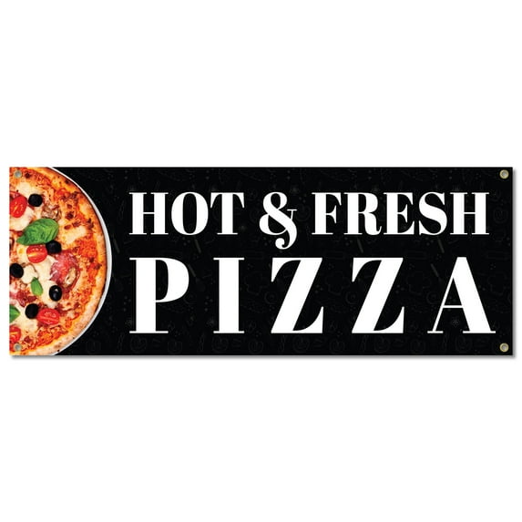 Pizza | 18" X 48" Banner | Outdoor Vinyl Sign With Grommets | Restaurant Italian Slice Shop Pie NY Advertising Displays | Made in The USA