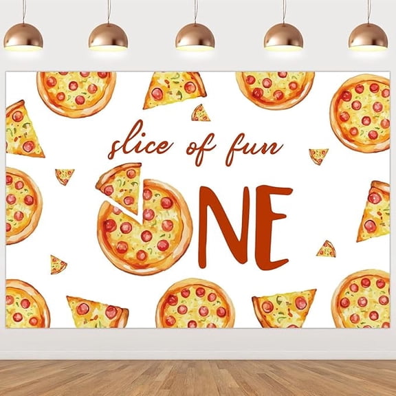 Pizza 1st Birthday Party Decorations Pizza Birthday Backdrop Banner Decor with Slices of Fun First Bday Backdrop Slice Baby Party Decor for Boys Girls Pizzaria Themed 1st Bday Party