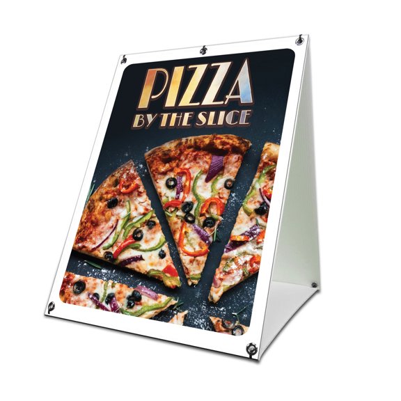 Pizza 24" x 36" A-frame Sidewalk Sign| Advertise Your Business | Images On Both Sides | Restaurant Italian Slice Shop Pie NY | Made in The USA