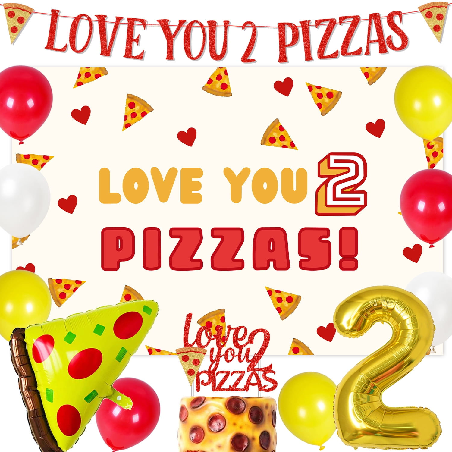 Pizza 2nd Birthday Party Decorations, Pizza Birthday Party Decorations