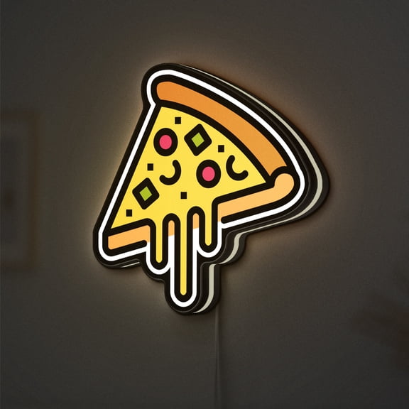 Pizza 3D Novelty Light Box, Slice of Fast Food Lamp Decor for Kitchen, Restaurant and Food Lovers (Width 12 inch, 30cm)