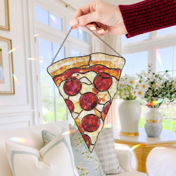 Pizza Acrylic Suncatcher, Holographic Window Hanging Decor, Home Decor Gift