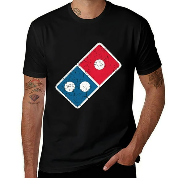 Pizza And Domino Mens T Shirts Cotton Short Sleeve T-Shirt Crew Neck Tees Casual Shirt