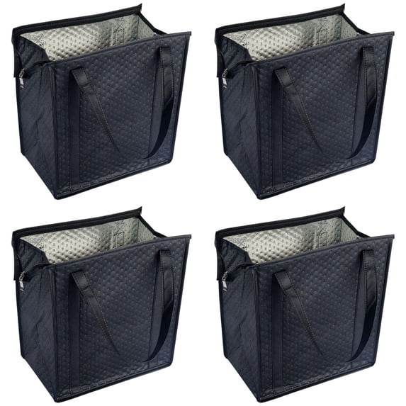 Pizza Bags for Delivery, Insulated Pizza Delivery Bag for Delivery Drivers, 12.99 × 12.20 × 7.09 Pizza Warmer Bags for Carry Hot,Commercial Food Warmers for Catering, Pizza Carrier,Black,4 PCS