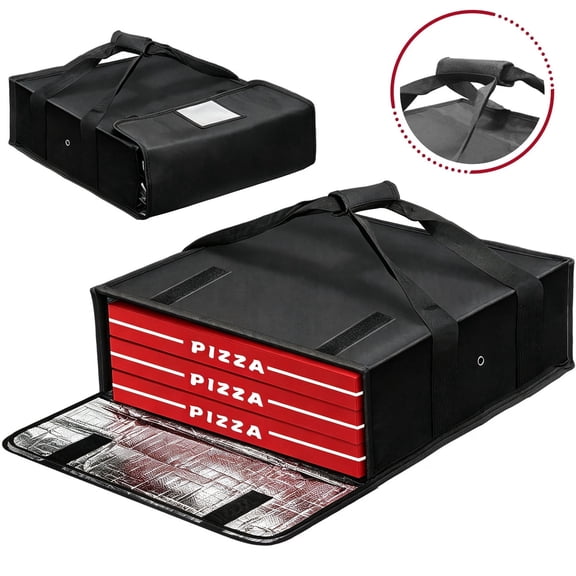 Godery Insulated Pizza Delivery Bag 20" x 20" x 6" Insulated Pizza Carrier Delivery Bag Portable Reusable for Catering/Takeout, Black