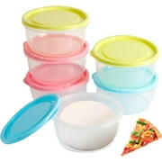 Pizza Ball Box with Lid, Boriyuan Set of 6 Stackable Pizza Dough Ball Box, 600ml Plastic Round Ingredient Container, Fermentation Box, Food Storage Containers for Home Kitchen Restaurant (Colourful)