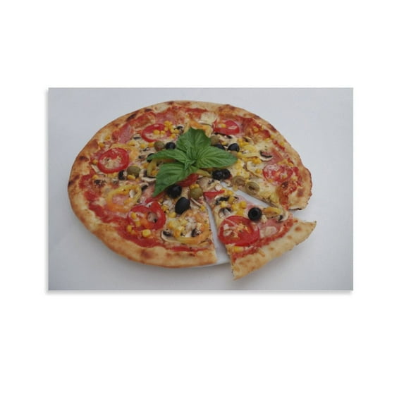 Pizza Basil Olives Meal Sliced Canvas Art Poster And Wall Art Picture Print Modern Family Bedroom Decor Posters,Unframe-style,12x18inch(30x45cm)