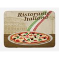 thumbnail image 1 of Pizza Bath Mat, Ristorante Italiano Concept with Vintage Grunge Style Print with Pizza and Collosseum, Plush Bathroom Decor Mat with Non Slip Backing, 29.5" X 17.5", Multicolor, by Ambesonne, 1 of 2