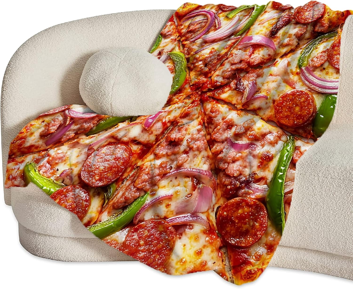 Pizza Blanket Realistic Food Blankets for Women men Funny Onion Sausage Pepper Cheese Fleece Throws Cozy Flannel Warm Plush Stuff for Bed Decor Gifts for Pizza Lovers Users Men Women 50"x40"