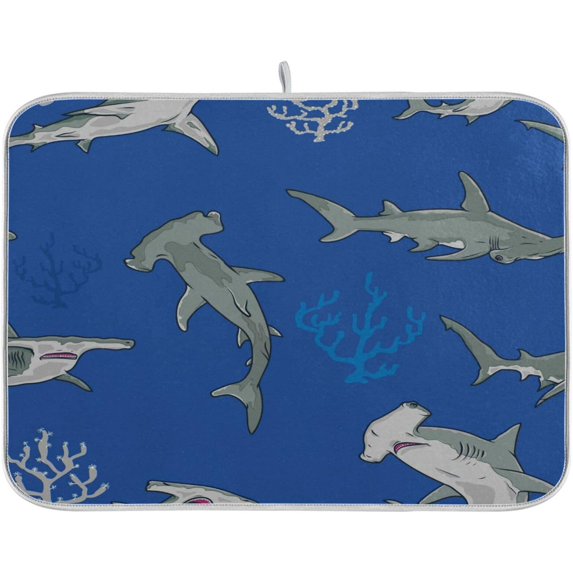 Pizza Blue Lines Dish Drying Mat for Kitchen Counter 18 x 24 in Rack Mat, Microfiber Dry Dishes Mats Drainer Mat Dish Drying Pad Countertops Mat