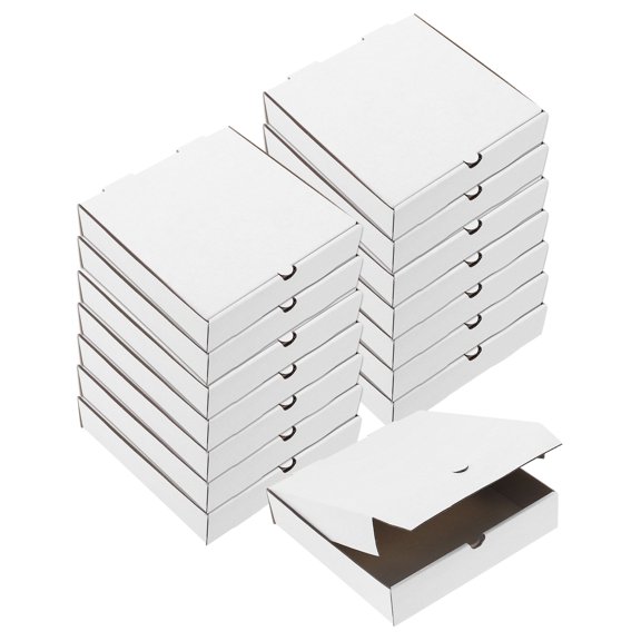 Pizza Box, 15pcs 7 x 7 Inches Cowhide Paper Square Mini Pizza Boxes, for Cake Cookies Pizza Party (White)