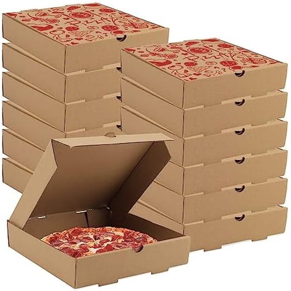 Pizza Boxes, 15 Pack 7.3 x 7.3 x 1.6" Kraft Corrugated Pizza Boxes Pizza Takeout Boxes Food Delivery Boxes Gift Packing Boxes Takeaway Mailing Shipping Storage Boxes for Pizza, Cake, Cookies(Red)