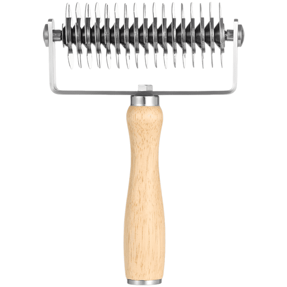 Dough Lattice Roller Cutter, Pizza Bread Crust Wheel, Pastry Cookie Cutter with Stainless Steel Blade and Wooden Handle for Fishnet Crust