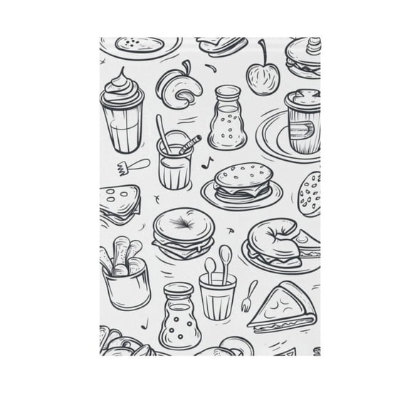 Pizza Burger Fruit Line Garden Flag 28X40 Double Sided Yard Flags for Outside Outdoor All Seasonal Decoration