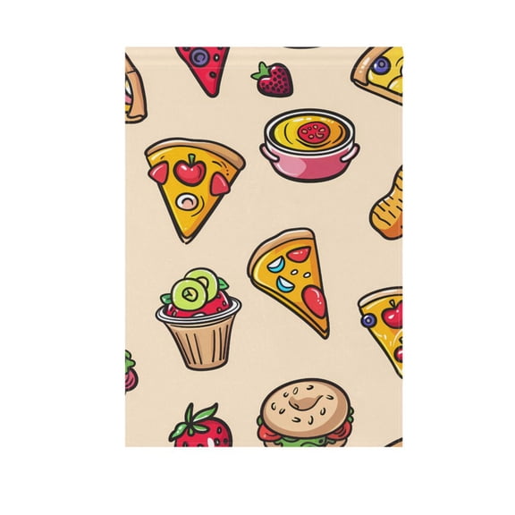 Pizza Burger Strawberry Watermelon Garden Flag 12X18 Double Sided Yard Flags for Outside Outdoor All Seasonal Decoration