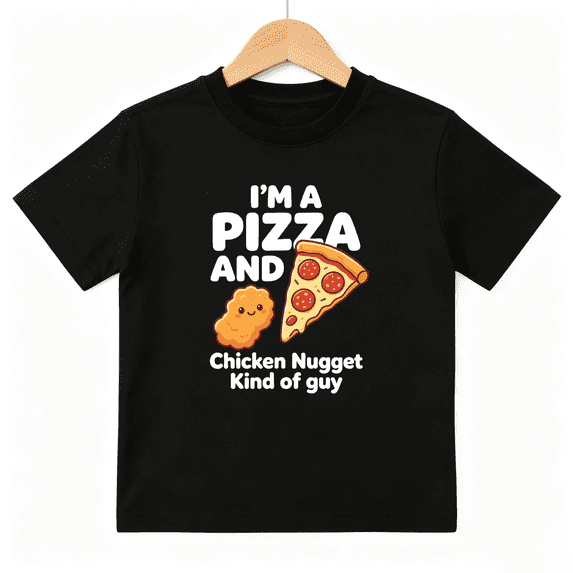 Pizza Chicken Nugget Boys Graphic Print T-Shirt, Funny Food Lover Tee 100% Cotton Kids Short Sleeve Tee