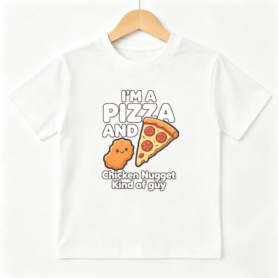 Pizza Chicken Nugget Boys Graphic Print T-Shirt, Funny Food Lover Tee 100% Cotton Kids Short Sleeve Tee