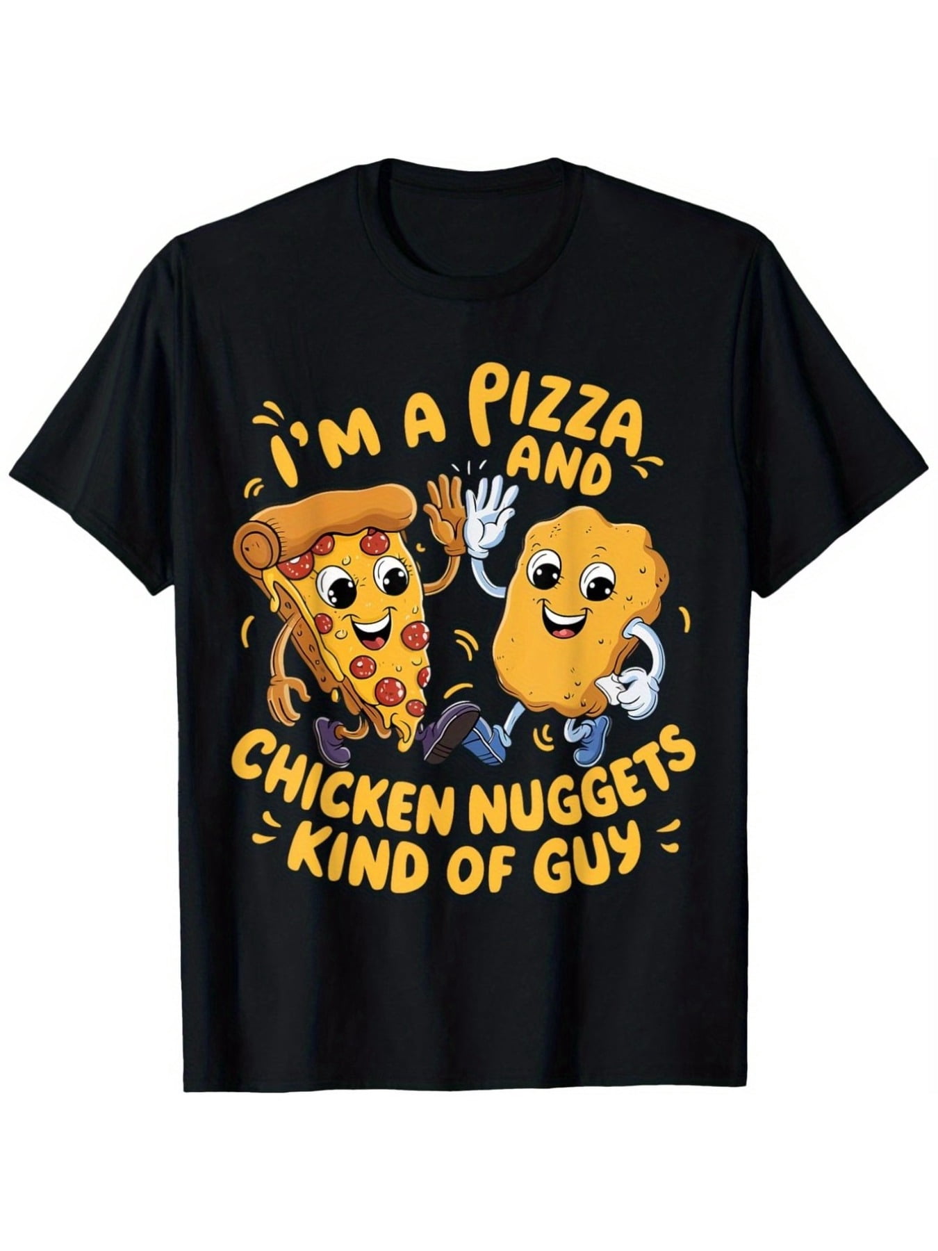 Chicken Meat Graphics Pizza Chicken Nuggets Graphic Crew Neck Tee Unisex Cartoon Food Short ...