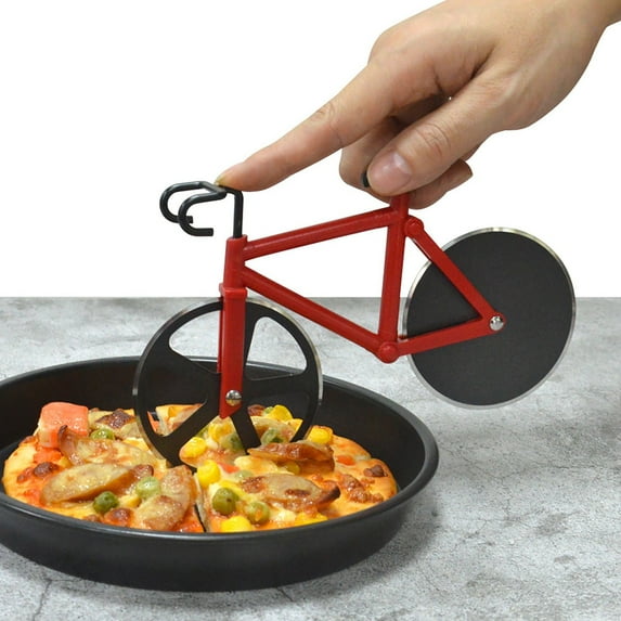 Pizza Cutter, Bicycle Pizza Cutter Wheel with Non-Stick Stainless Steel Super Sharp Blades, Novelty Gift, 7.3"