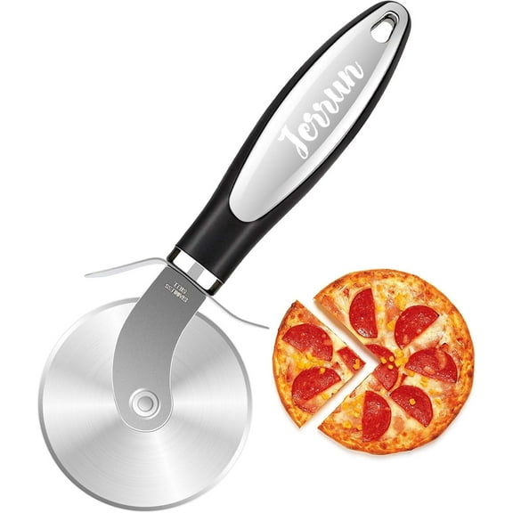 Pizza Cutter - Stainless Steel Pizza Cutter Wheel - Easy to Cut and Clean - Super Sharp Pizza Slicer - Dishwasher Safe - Handles Large and Small Pizza (Black)