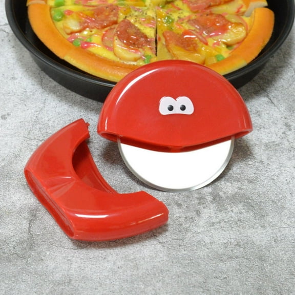 Pizza Cutter, Stainless Steel Smile Face Pizza Wheel, Protective Cover Non-Slip Rolling Knife for Cake Baking Dough Slicer