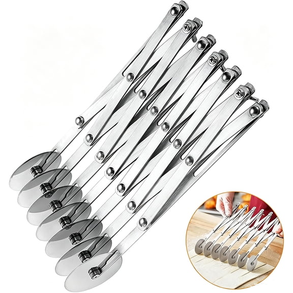 Jorunhe Pizza Cutter Wheel Food-Grade Stainless Steel Multi-Wheel Dough Divider Pastry Roller 7 Wheel