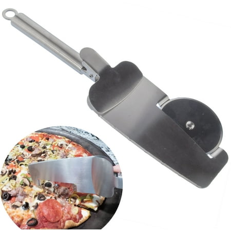 Pizza Cutter Wheel w/ Stainless Steel Slicer Blade & Pizza Serving Spatula - Multifunction, Sharp Edge, Dishwasher Safe, Non-Rusting - All-in-One Pizza Slicer