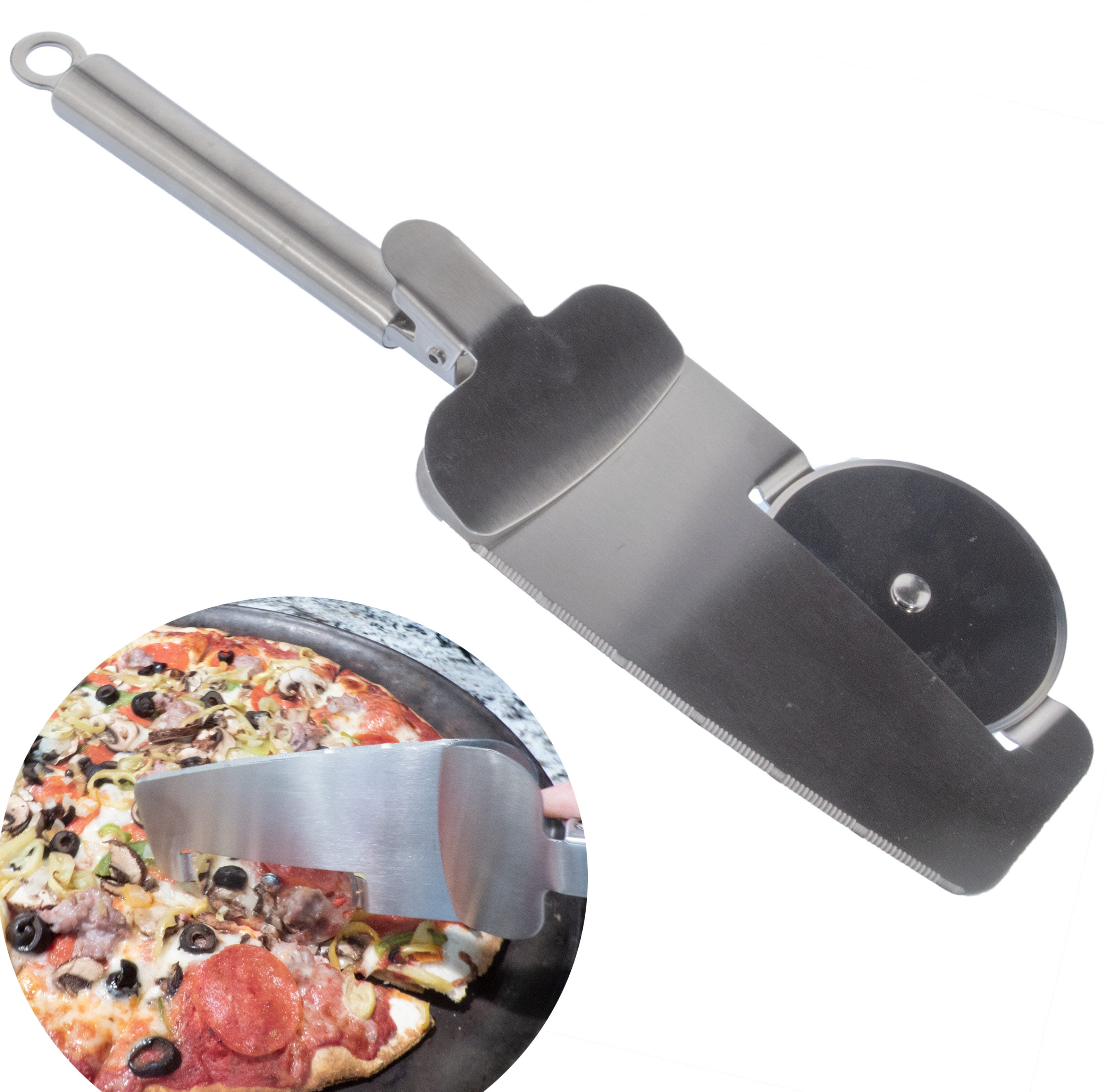 Stainless Steel Pizza Cutter Wheel - Black - InstaGrandma's Kitchen