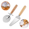 thumbnail image 1 of Pizza Cutter and Pizza Peel Shovel Set, Mirror Polished Stainless Steel Baking Tool with Wooden Handle, 1 of 10