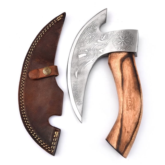 Gentry Choice Pizza Cutting Axe Carbon Steel Handmade Viking Axe Pizza Cutting Axe with Wooden Handle For Cheez