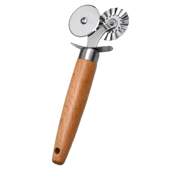 Pizza Cutting Tool Noodle Dough Scoring Cutter Pastry Wheel Bread Knife Universal Stainless Steel Wood