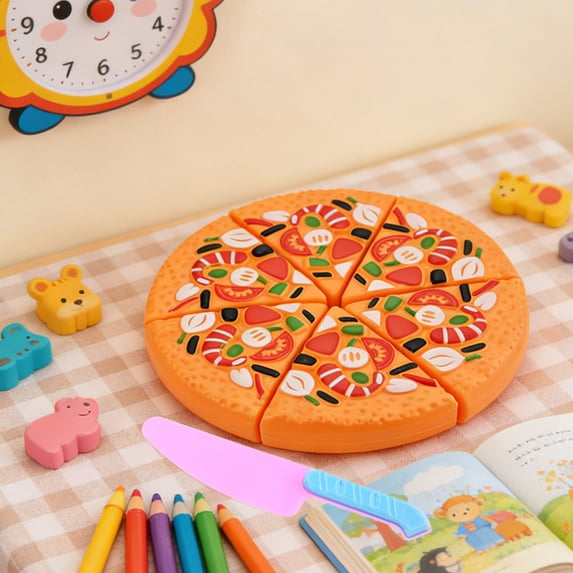 Pizza Cutting Toy Set, Play Food Kitchen Toy Chef Birthday Gift, Great for a Pretend Pizza Party