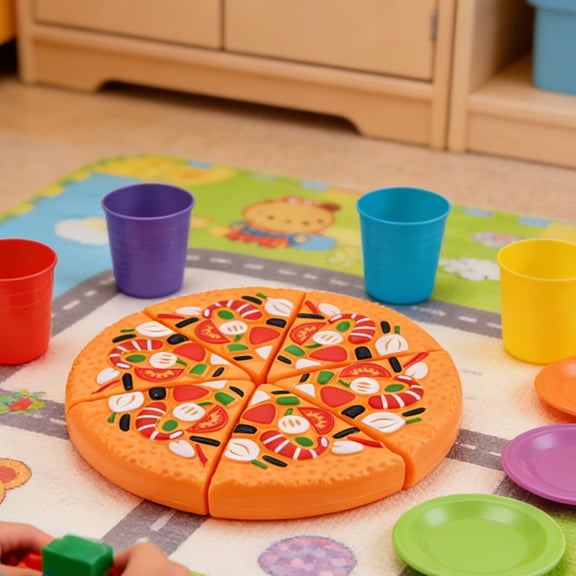 Pizza Cutting Toy Set, Play Food Kitchen Toy Chef Birthday Gift, Great for a Pretend Pizza Party