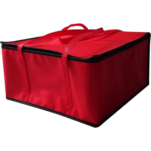 Pizza Delivery Bag Insulated Non-Woven Cloth Food Warmer with Zipper Closure & Handle, Portable Hot and Cold Carrier for Delivery Drivers, Picnics, Catering, and Grocery Shopping