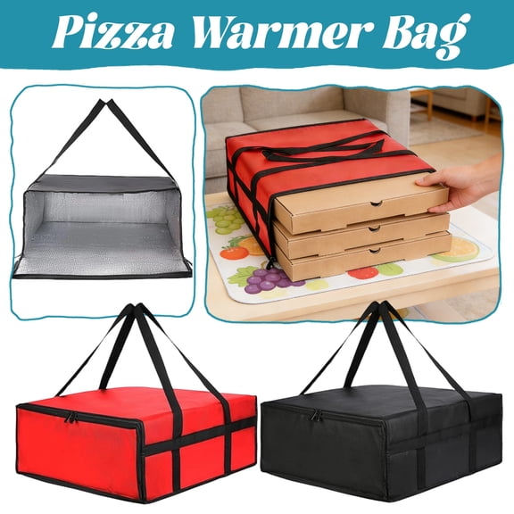 Pizza Delivery Thermal Insulated Bag 20”x20”x8”, Large Capacity with Handle, Foldable for Drivers & Picnics (1Pc, Red)