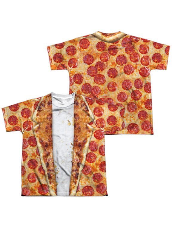 Pizza Dining Jacket (Front - Back Print) - Youth Short Sleeve Shirt - X-Large