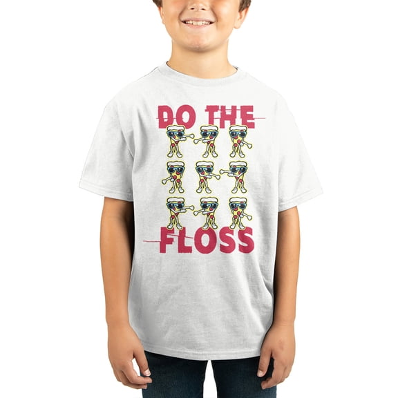 Pizza 'Do The Floss' Streaked Text Youth Short-Sleeve T-Shirt-X-Large