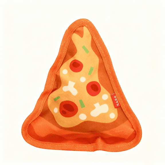 Pizza Dog Chew Toy - Squeaky Plush Interactive Toy for Small to Medium Dogs, Durable Soft Fabric, Food-Themed Puppy Play Toy ( 6.7" x 7.5")