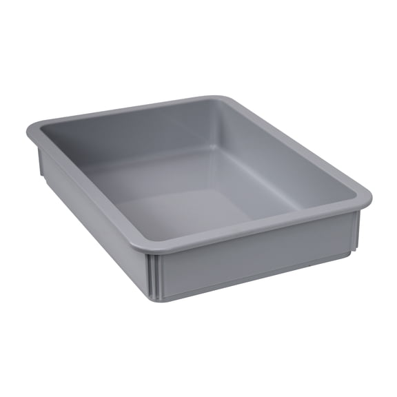 Pizza Dough Box, 18"L x 13"W x 3"H, stackable and dishwasher safe, polypropylene, gray, Made in USA