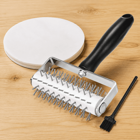 Pizza Dough Docker, Premium Dough Roller with Stainless Steel Spikes, Sturdy Pizza Docking Tool that Prevents Dough from Blistering, Time-Saver for Making Pizza Cookie Pie Pastry