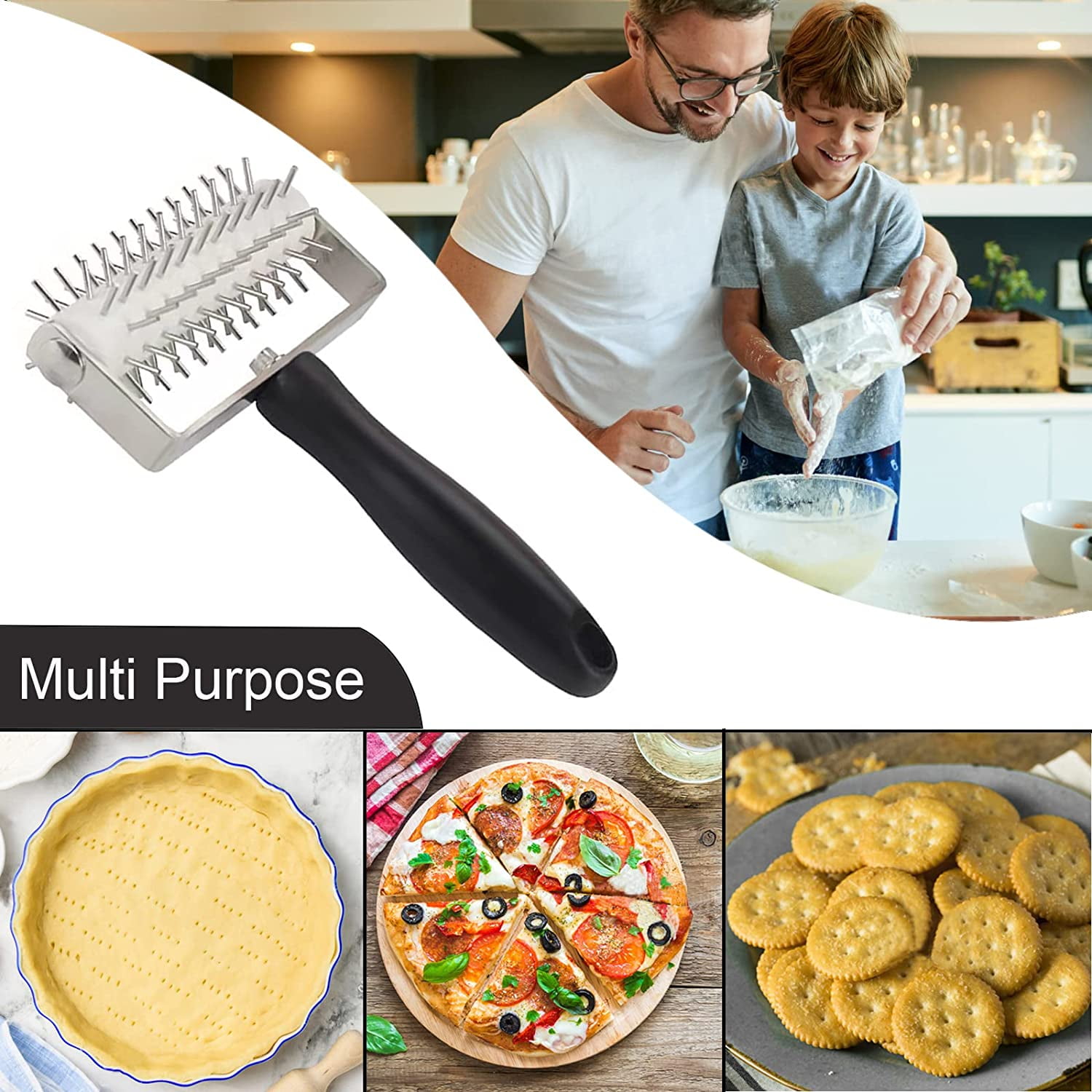 Pizza Dough Docker Roller Professional Stainless Steel Pastry Docker