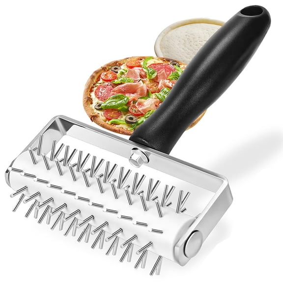 Pizza Dough Docker Roller | Stainless Steel Pin Pizza Puncher Docking Tool - 7.9" Handle, 5.2" Wide, 10 Gears for Perfect Pie Crust & Pastry