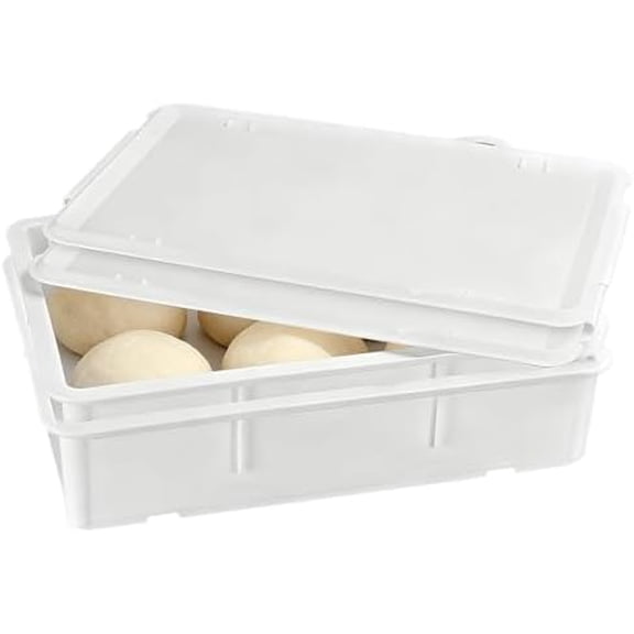 Pizza Dough Proofing Box - Stackable Commercial Quality Trays with Covers (17.7 x 12.6 Inches) - 2 Trays and 2 Covers Perfect as a Bread Proofing Box and Dough Container - Pizza Storage Container