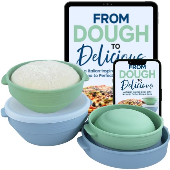 Pizza Dough Proofing Containers with  - 4-Pack  Stackable Boxes for Pizza Dough Balls - Airtight,  Rising Buckets - Microwave & Freezer Safe Storage Set
