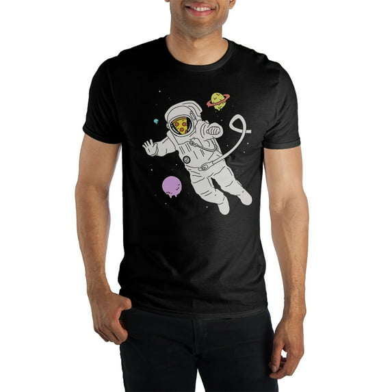 Pizza Face Space Astronaut Men's Black Tee T-Shirt Shirt-X-Large